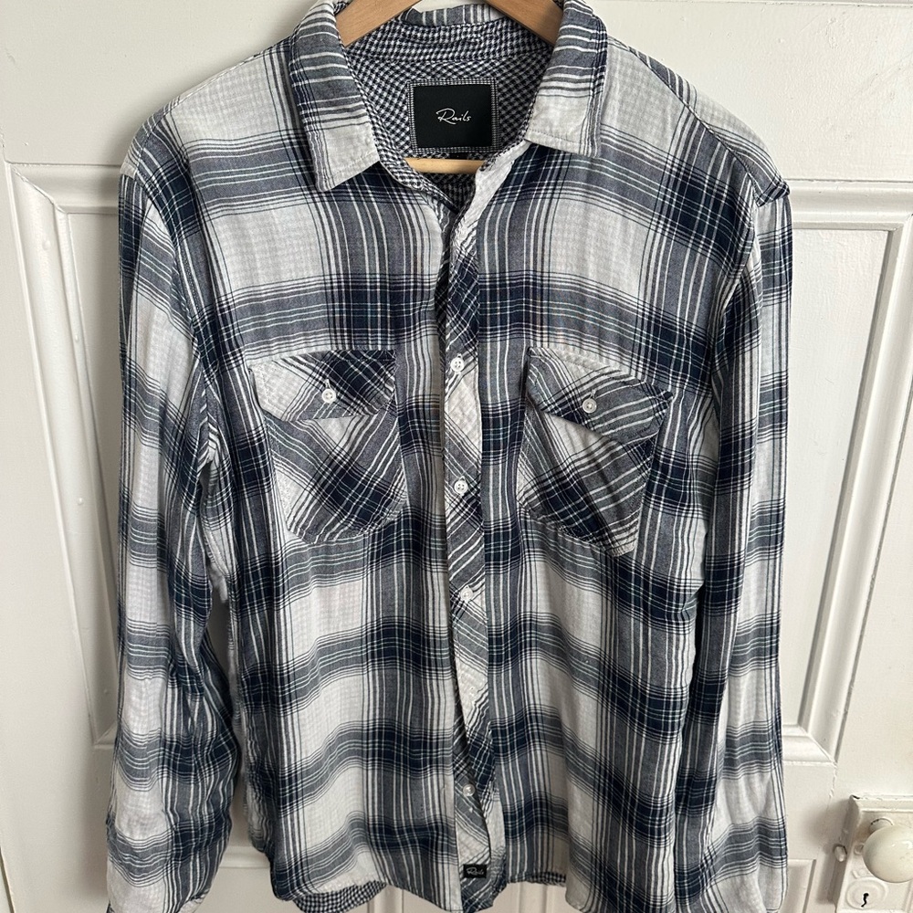 Rails Blue and White Blouse Classic Top